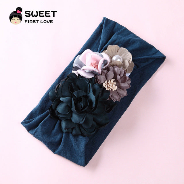 United States explosion models super soft nylon headdress silk stitching flower baby hair accessories cute princess hair band