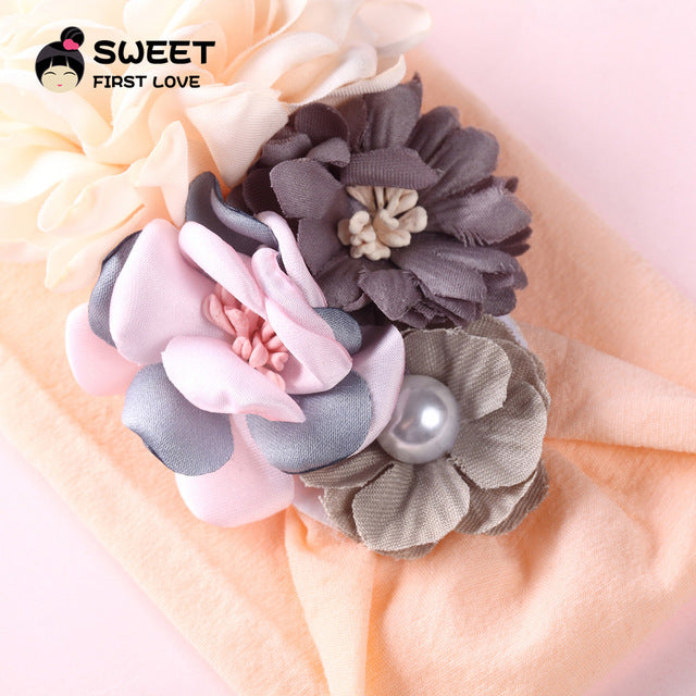 United States explosion models super soft nylon headdress silk stitching flower baby hair accessories cute princess hair band