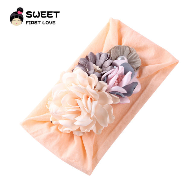 2019 Europe and the United States explosion models super soft nylon headdress silk stitching flower baby hair accessories cute princess hair band