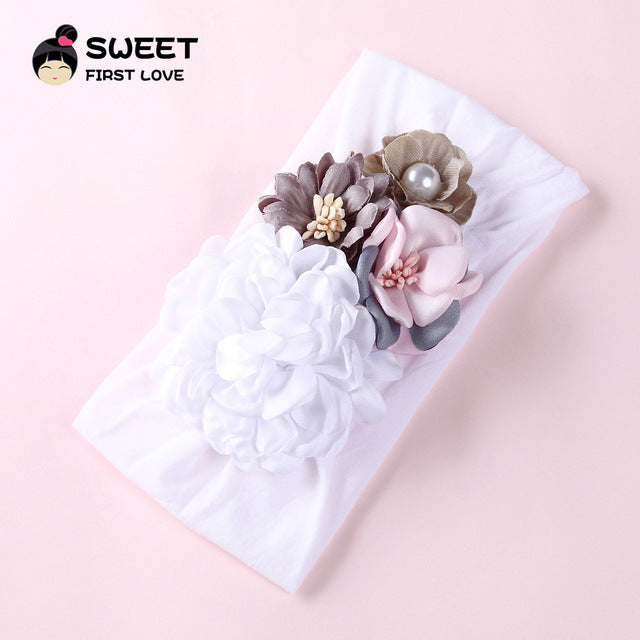 United States explosion models super soft nylon headdress silk stitching flower baby hair accessories cute princess hair band