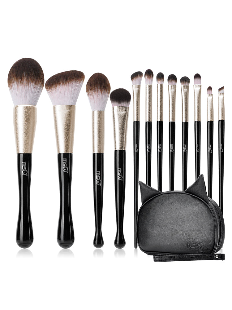 MSQ/魅丝蔻12支黑猫化妆刷套装初学者全套粉刷刷子眼影刷彩妆工具