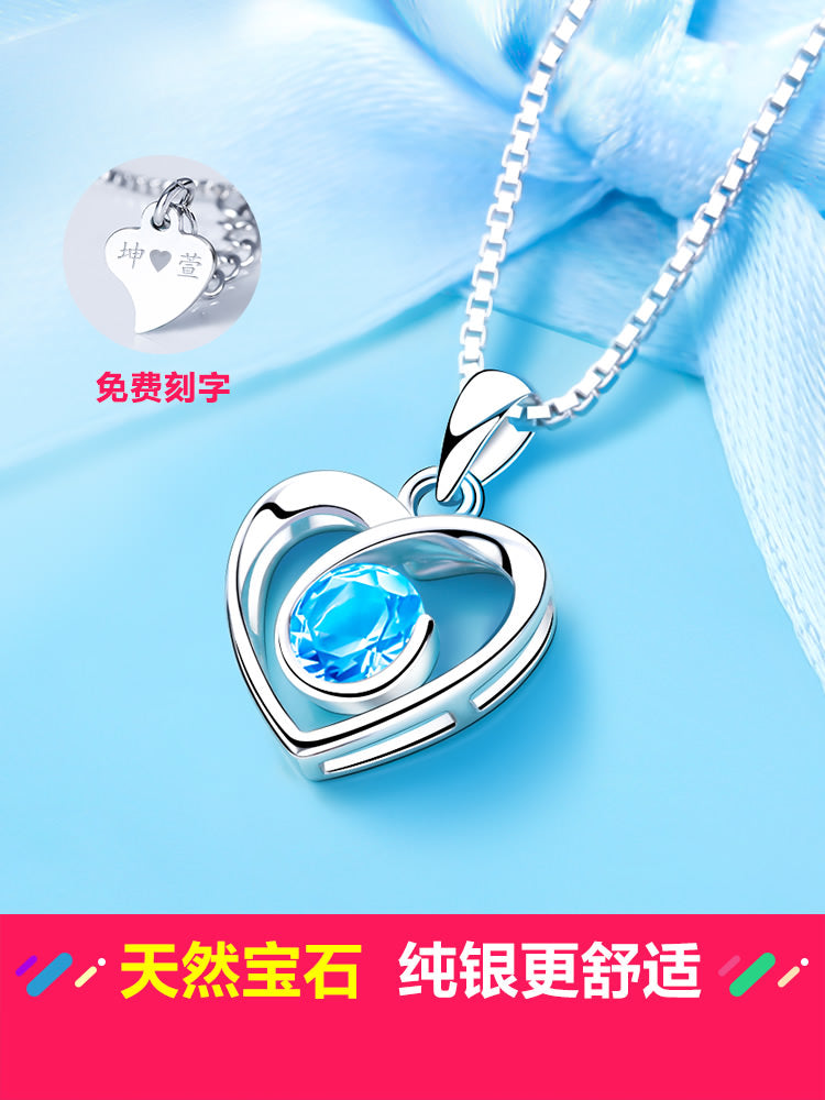 天然紫水晶纯银首饰品套装女项链耳环三件套520情人节礼物送女友