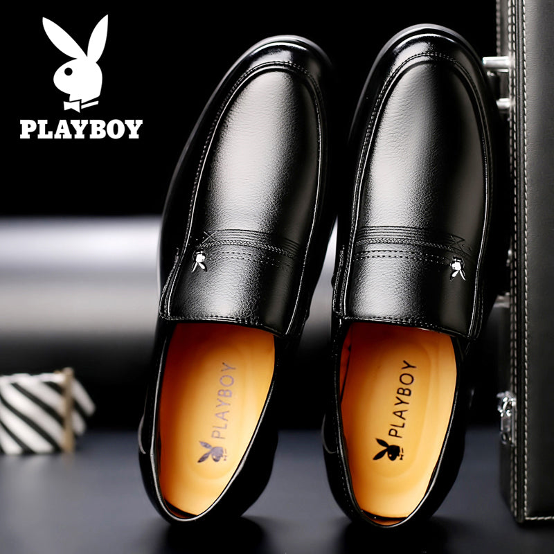 花花公子男鞋春季男士皮鞋男真皮中老年人商务正装休闲鞋爸爸鞋子