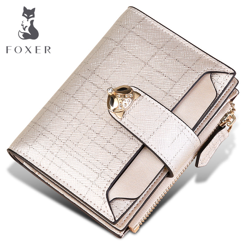 金狐狸钱包女短款真皮钱夹2019新款小Ck同款钱夹零驾驶证包卡包