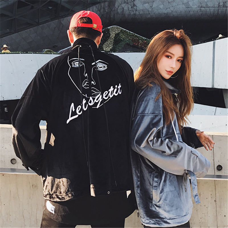 Eyt潮牌高街丝绒抽象刺绣国潮男女情侣高领ins超火同款卫衣秋MUYU