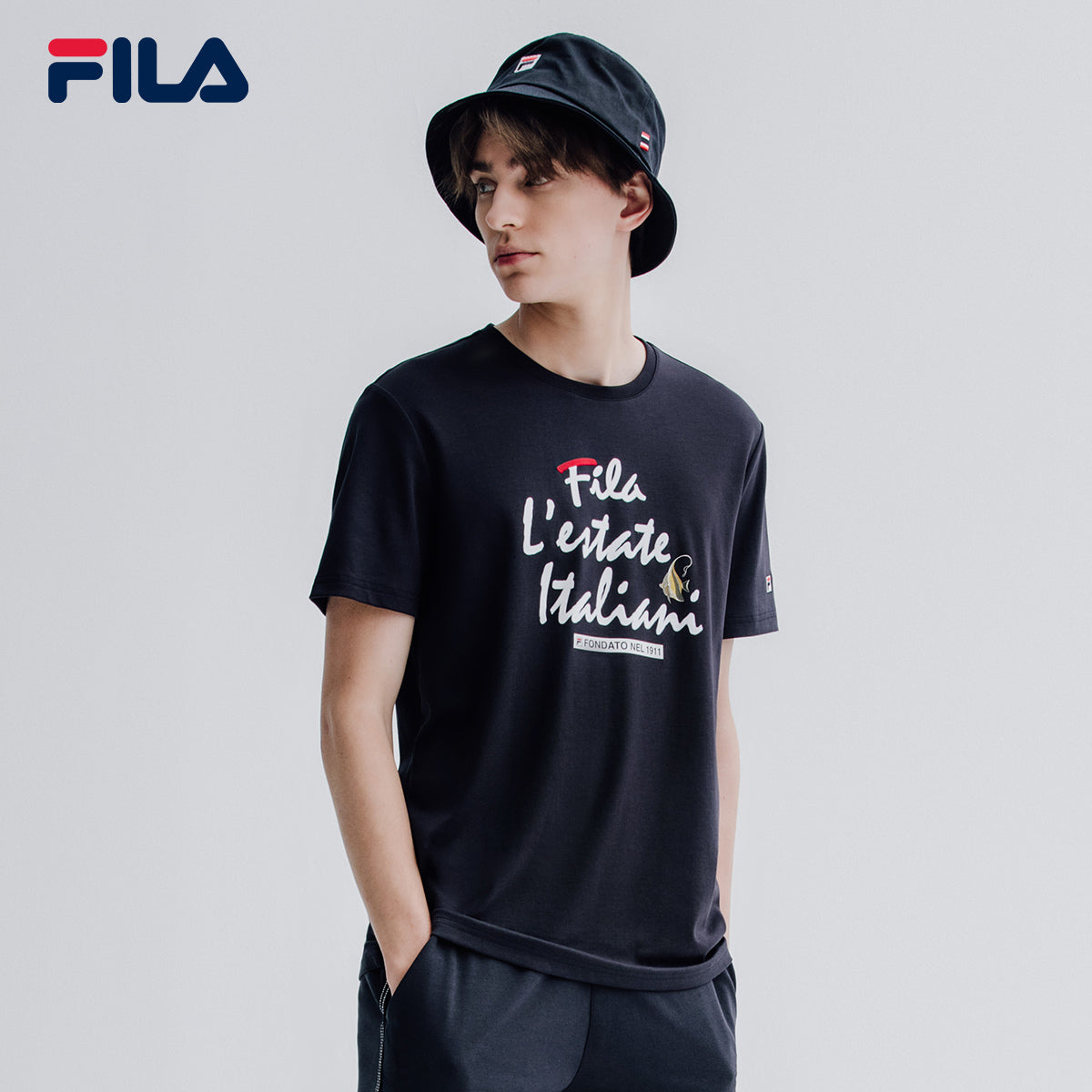 FILA 斐乐官方 男子短袖T恤 2019夏季新款运动圆领棉质学生短袖衫