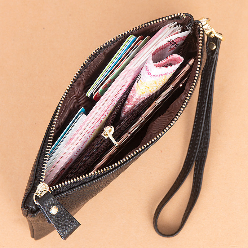 真皮手拿包女钱包长款2019新款简约时尚手包零钱包皮夹小包手抓包