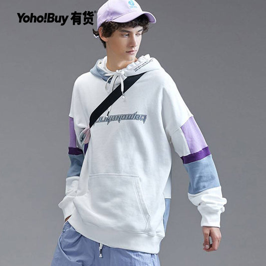 YOHO有货潮牌 Guuka/古由卡春季新款高街三色撞色嘻哈拼接卫衣男