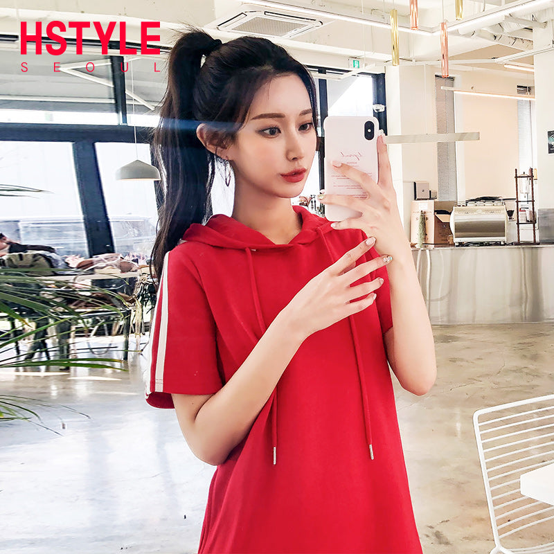 Handu clothing 2019 Korean version of the summer women's loose skirt striped chic short-sleeved dress OY6398 Huan