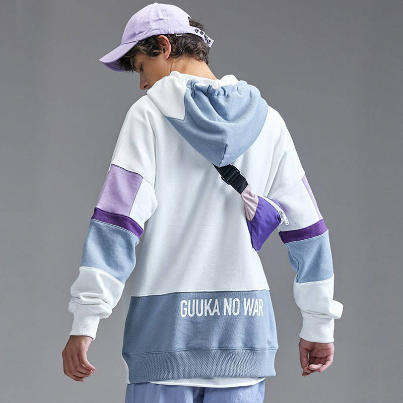 YOHO有货潮牌 Guuka/古由卡春季新款高街三色撞色嘻哈拼接卫衣男