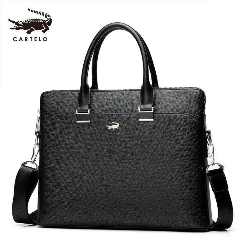 鳄鱼男包手提包商务单肩包斜挎包男士包包公文包背包14寸电脑包