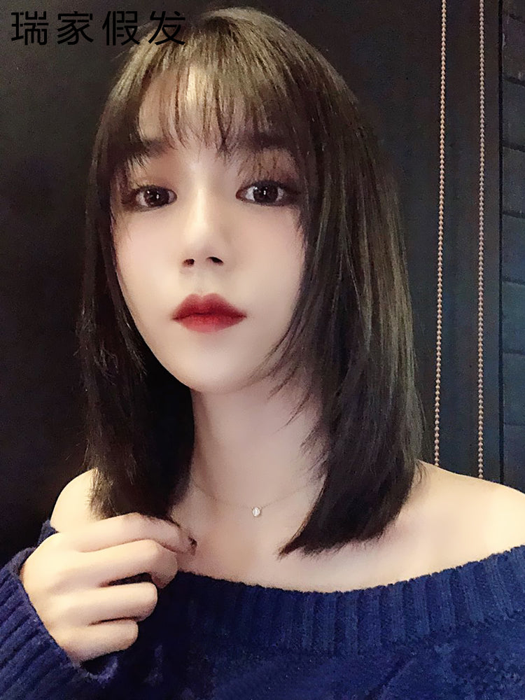 瑞家假发女短发中长发自然全头套式真发网红辛芷蕾同款新式发套