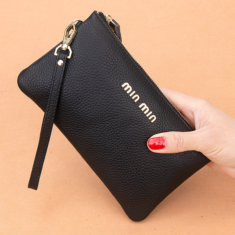 真皮手拿包女钱包长款2019新款简约时尚手包零钱包皮夹小包手抓包