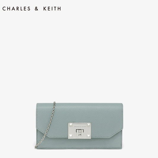 CHARLES＆KEITH 长款钱包 CK6-10840133 纯色金属链条女WOC单肩包