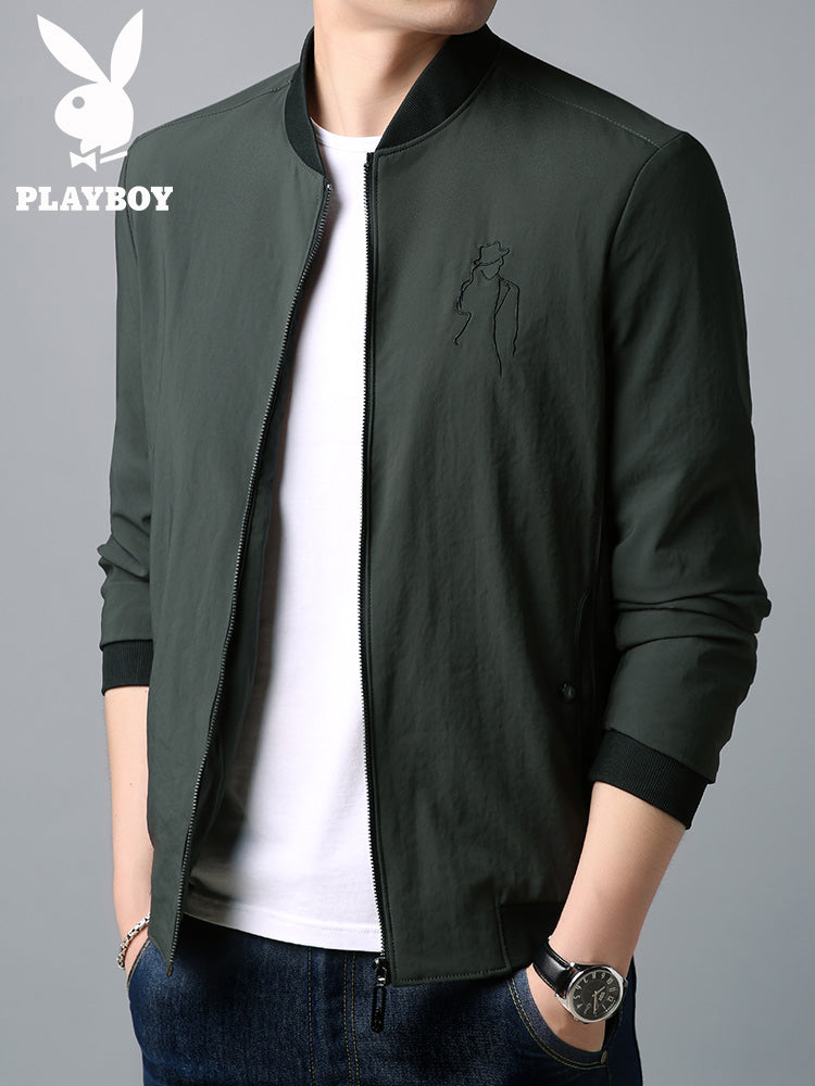花花公子春季新款夹克外套男春秋韩版潮流帅气休闲夹克男潮褂子薄