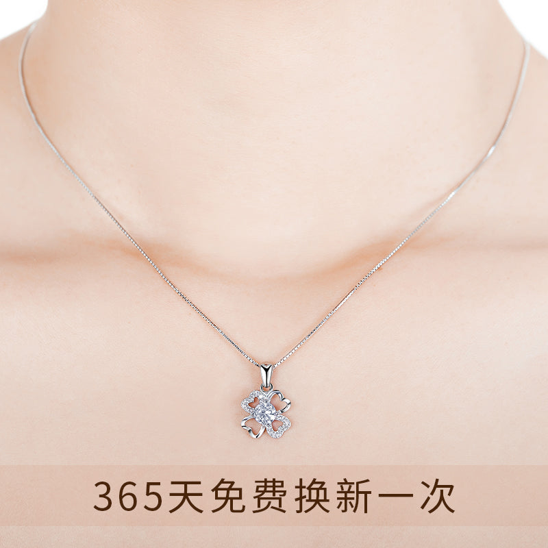 纯银项链手链耳坠首饰套装女三件套银饰生日 520情人节礼物送女友