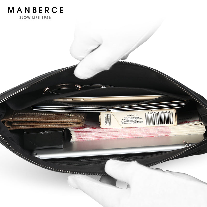 曼伯斯2019新款潮手包男真皮男包休闲手抓包男士手拿包时尚信封包