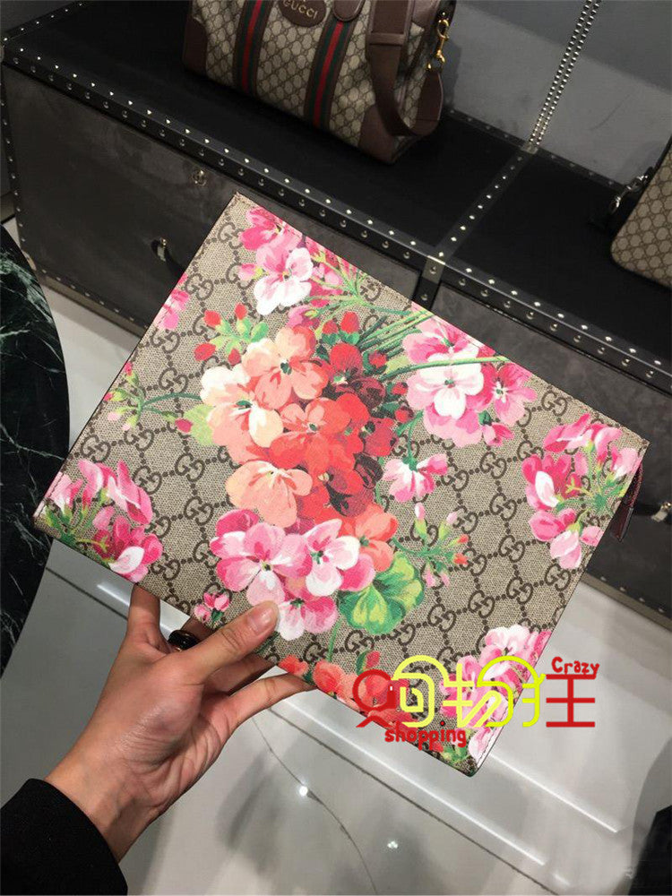 代购 代购GUCCI古奇男包双G手拿包小蜜蜂休闲商务男女经典帆布公文钱包