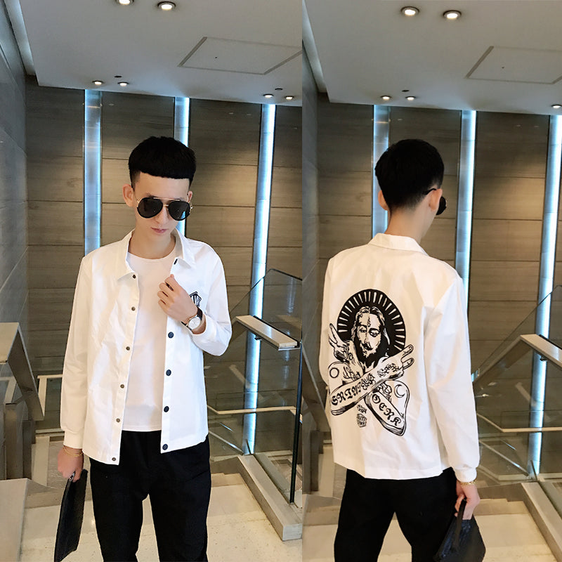 夏季薄外套男抖音快手红人网红同款社会人精神小伙法老修身防晒服