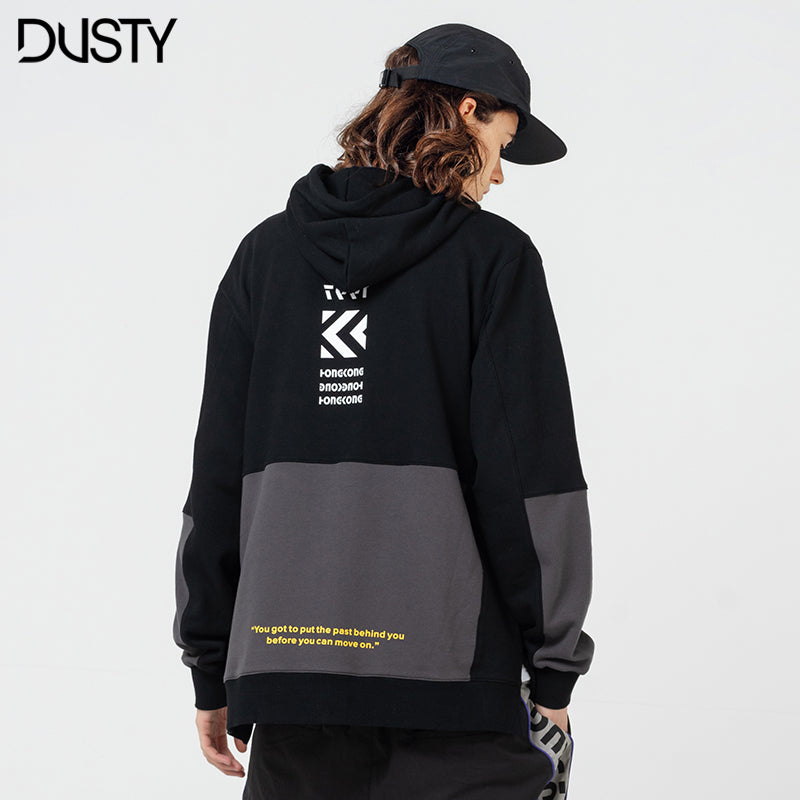 DUSTY潮牌男士春装宽松连帽高街3M反光印花拼接针织毛圈纯棉卫衣