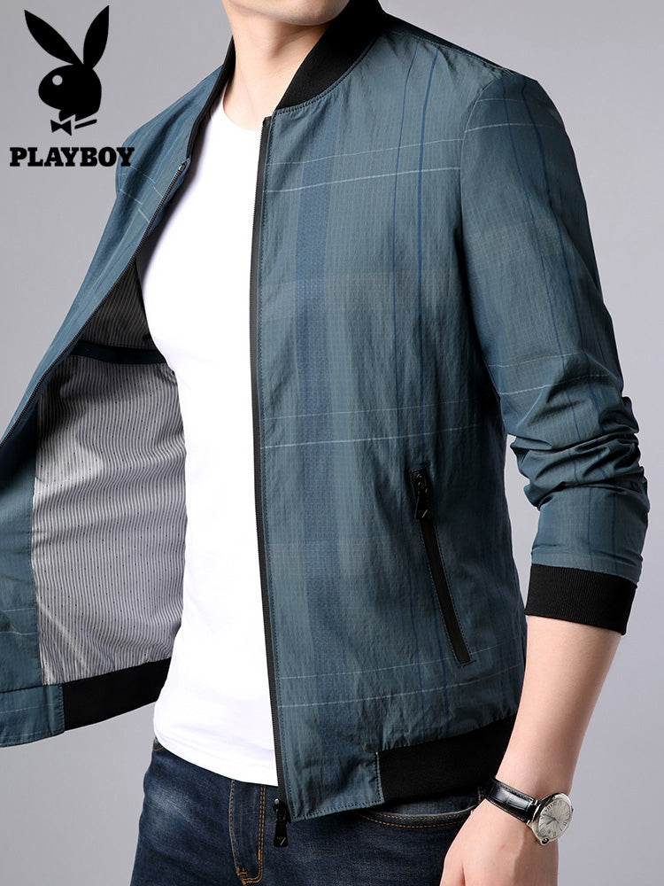 花花公子夹克男2019春秋款新款修身棒球服韩版春装男士休闲外套潮