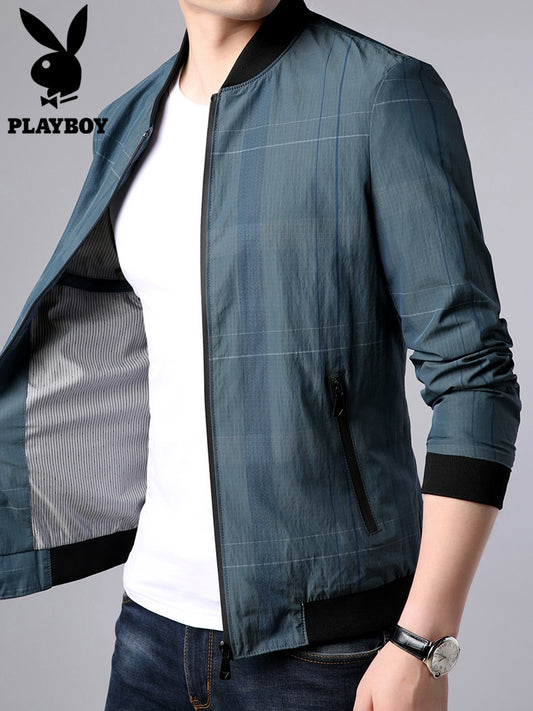 花花公子夹克男2019春秋款新款修身棒球服韩版春装男士休闲外套潮