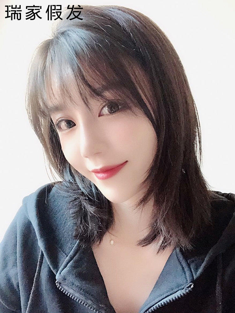 瑞家假发女短发中长发自然全头套式真发网红辛芷蕾同款新式发套
