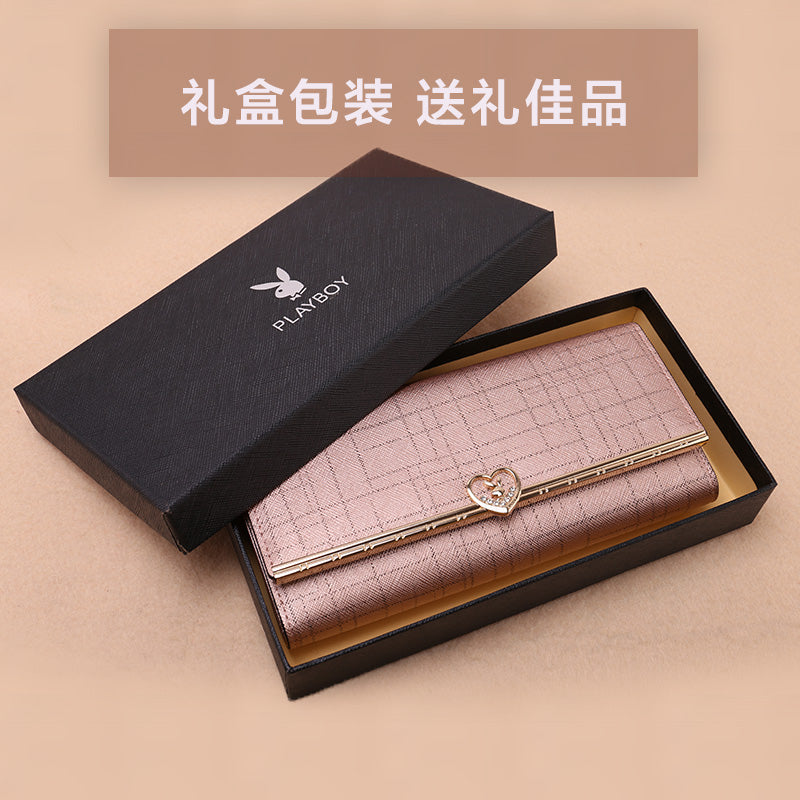 PLAYBOY/花花公子钱包女长款牛皮手包大容量手拿包女士皮夹女钱夹