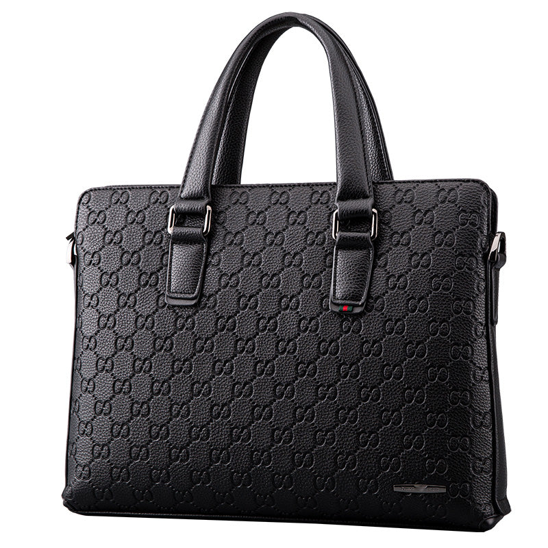 卓梵 阿玛尼男包手提包男士真皮横款公文包商务单肩斜挎出差包包