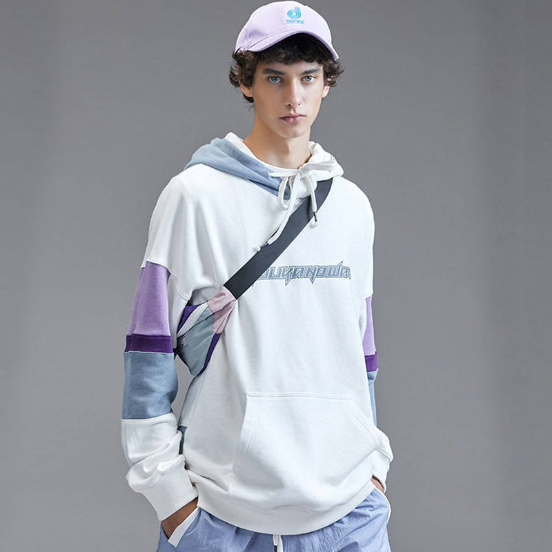 YOHO有货潮牌 Guuka/古由卡春季新款高街三色撞色嘻哈拼接卫衣男