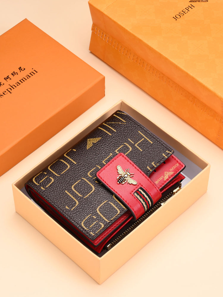 卓梵阿玛尼钱包女短款ins2019新款多功能女士简约折叠零钱卡包小