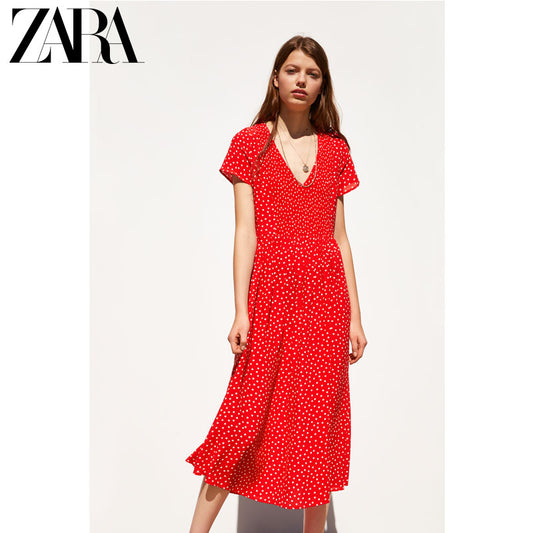 ZARA new TRF women's wave point MIDI long dress 03067101600