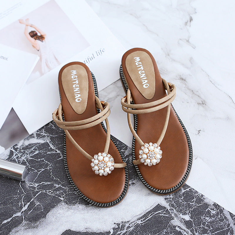 凉鞋女夏2019新款百搭chic鞋子复古女罗马平底坡跟韩版网红仙女风