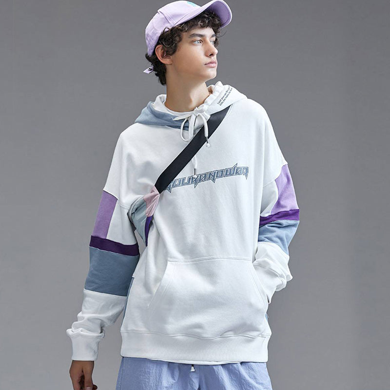 YOHO有货潮牌 Guuka/古由卡春季新款高街三色撞色嘻哈拼接卫衣男