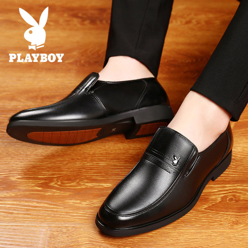 花花公子男鞋春季男士皮鞋男真皮中老年人商务正装休闲鞋爸爸鞋子