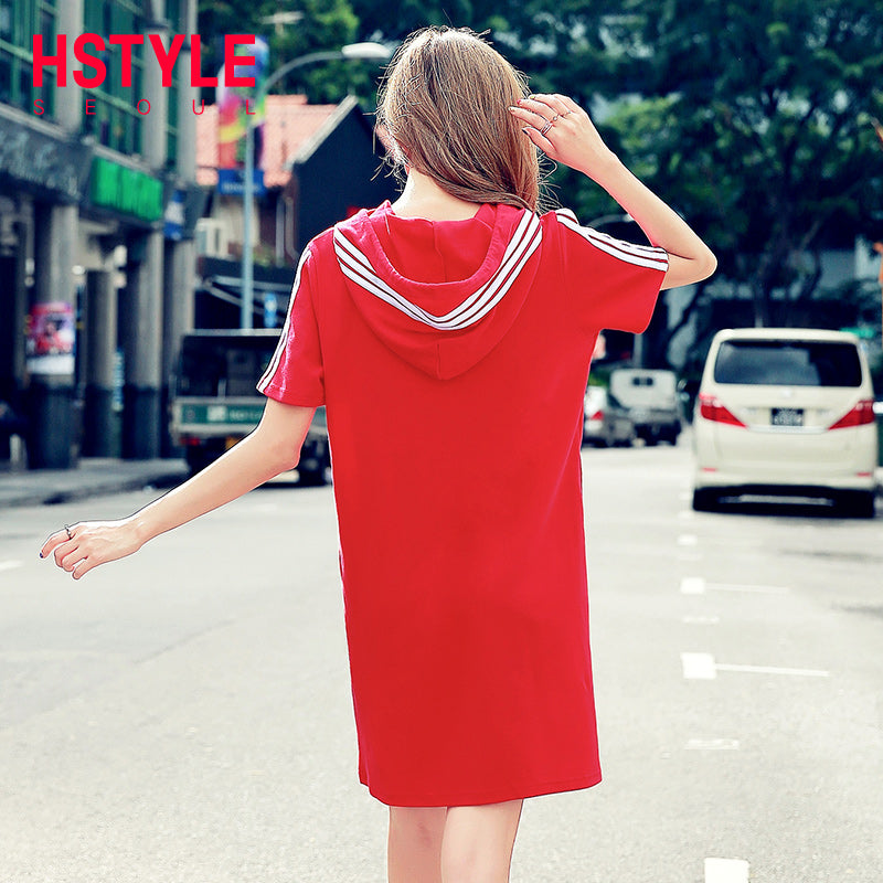 Handu clothing 2019 Korean version of the summer women's loose skirt striped chic short-sleeved dress OY6398 Huan