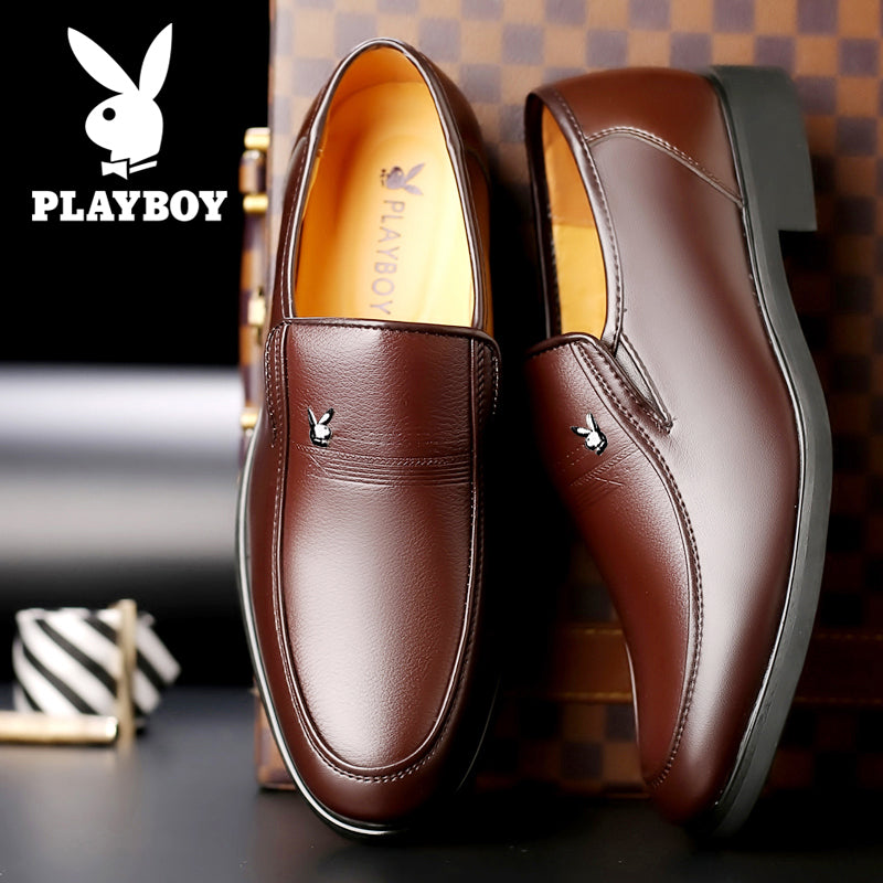 花花公子男鞋春季男士皮鞋男真皮中老年人商务正装休闲鞋爸爸鞋子