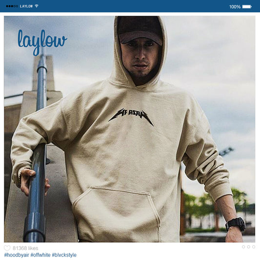 LAY LOW高街欧美 印花情侣嘻哈复古潮牌日系原宿连帽套头卫衣男女