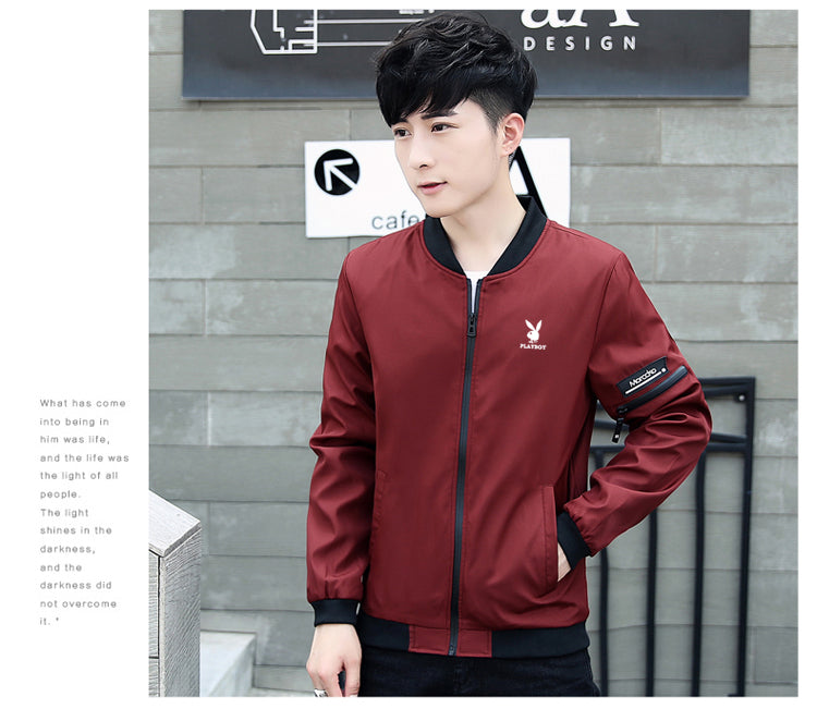 花花公子贵宾夹克男春秋冬休闲夹克帅气2019新款男士外套