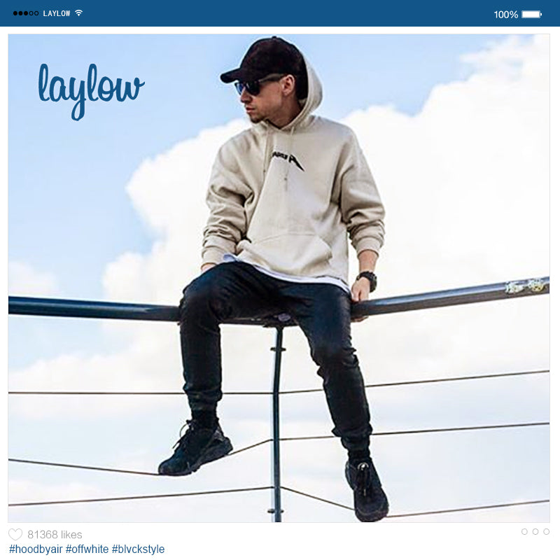 LAY LOW高街欧美 印花情侣嘻哈复古潮牌日系原宿连帽套头卫衣男女