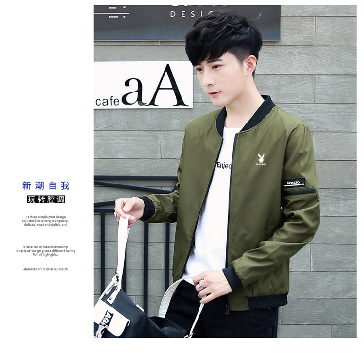 花花公子贵宾夹克男春秋冬休闲夹克帅气2019新款男士外套