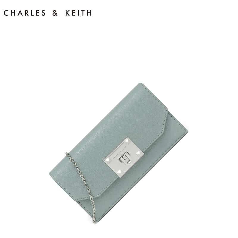 CHARLES＆KEITH 长款钱包 CK6-10840133 纯色金属链条女WOC单肩包
