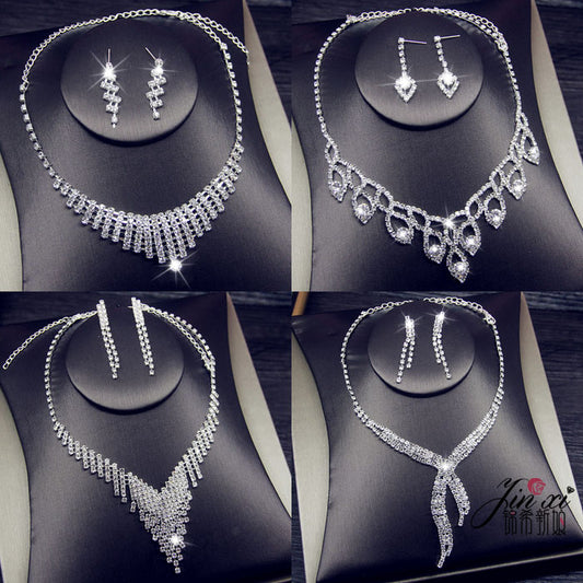 特新娘头饰套装皇冠三件套韩式婚礼结婚首饰婚纱配饰项链耳环饰品