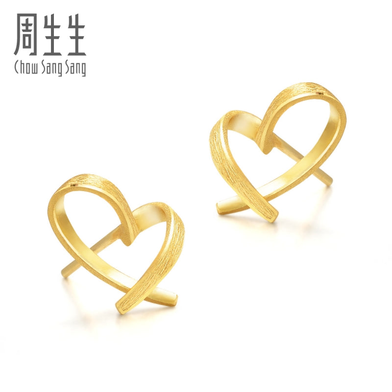 Send girlfriend Chow Sang Sang gold earrings heart-shaped earrings gold earrings female models 68738E pricing