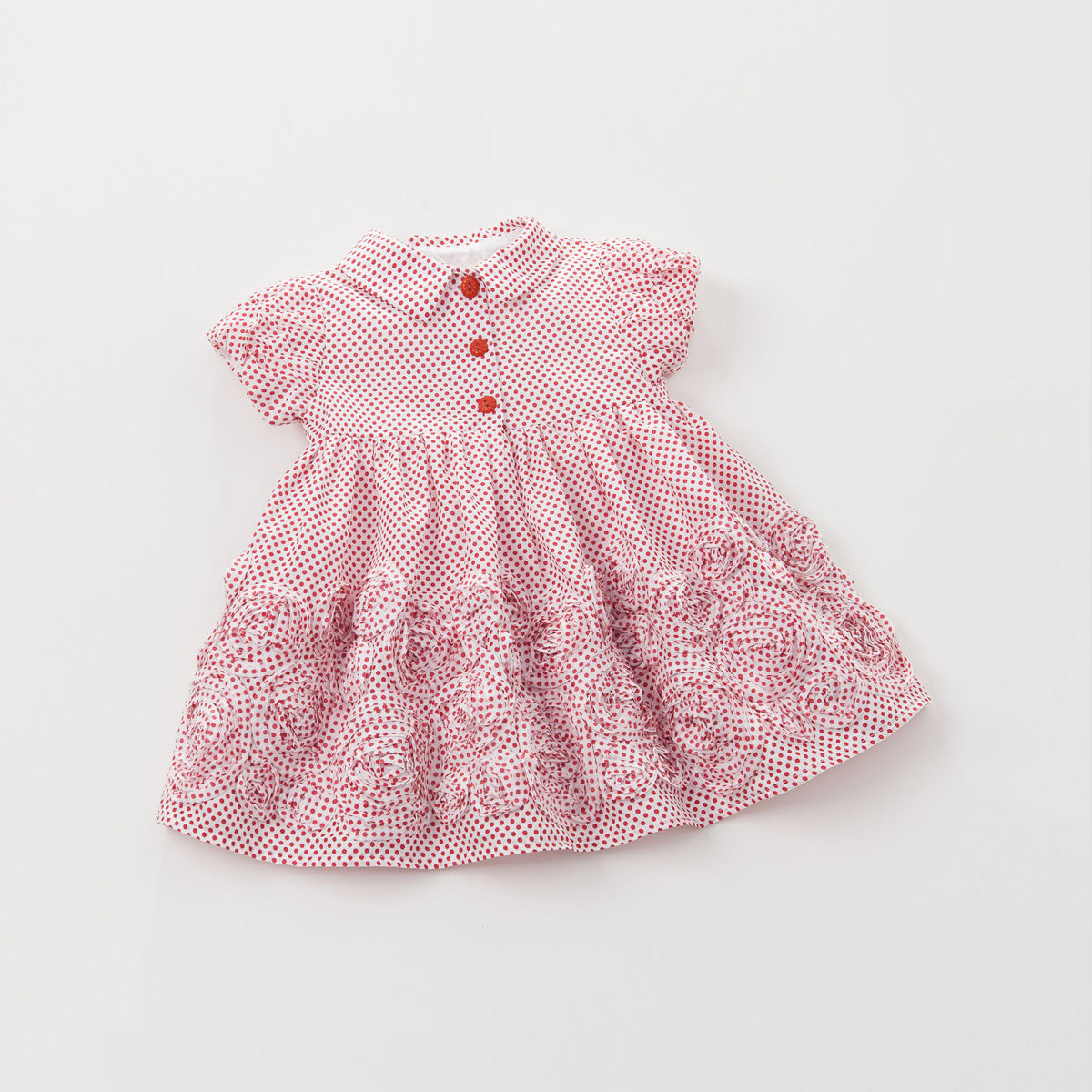 davebella戴维贝拉女童夏季短袖连衣裙 宝宝百褶裙波点裙DB3279