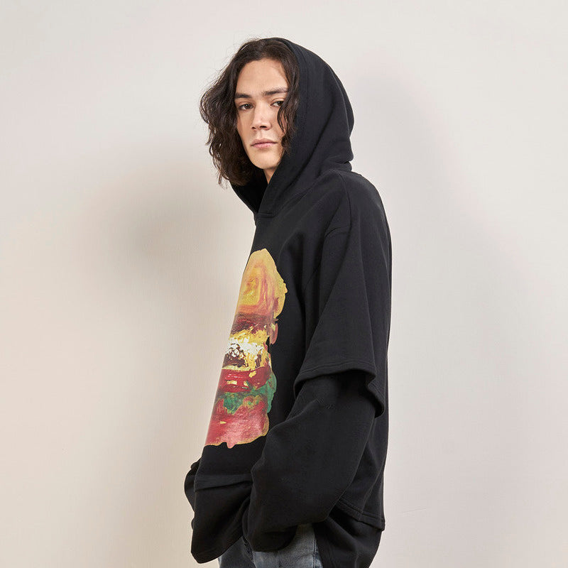 Cream SODA联名汉堡印花艺术卫衣 高街长袖T恤男士 潮牌