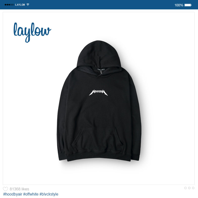 LAY LOW高街欧美 印花情侣嘻哈复古潮牌日系原宿连帽套头卫衣男女