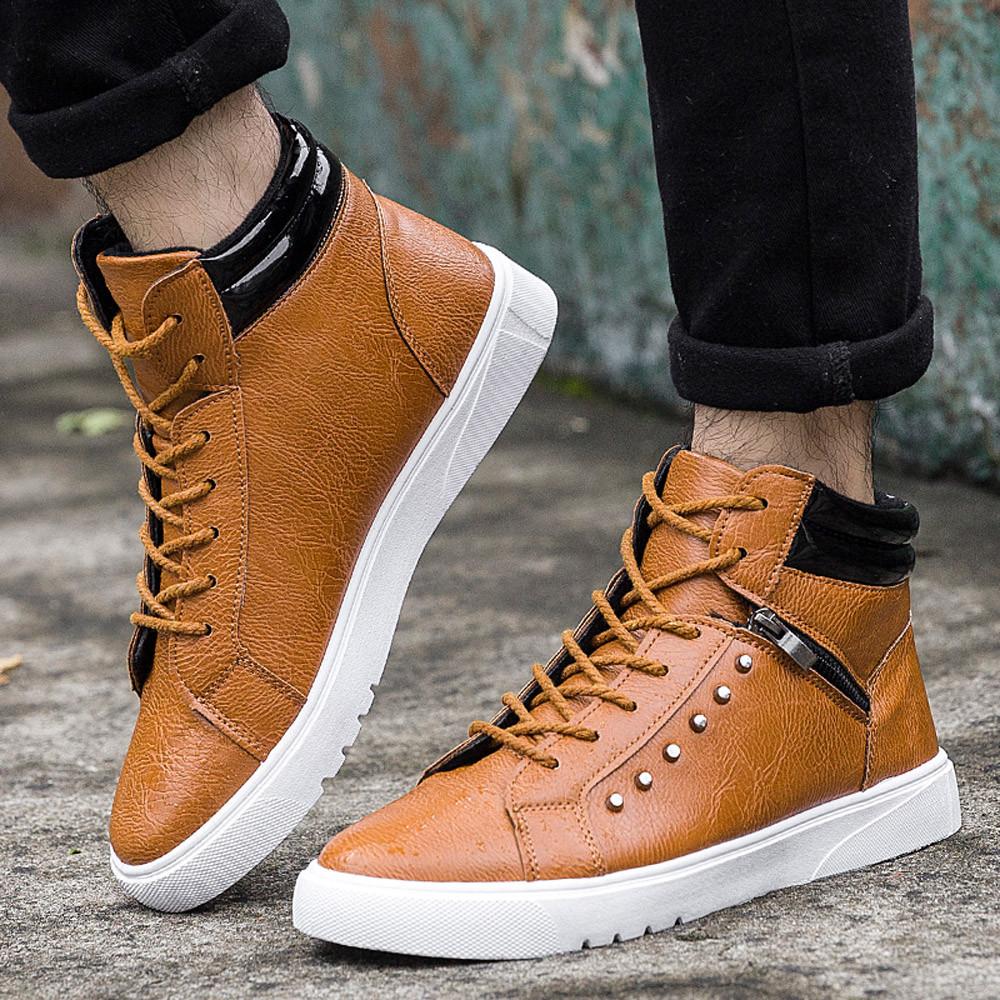 Men Fashion High top Men Casual Shoes Breathable Canvas Man Lace-up Shoes