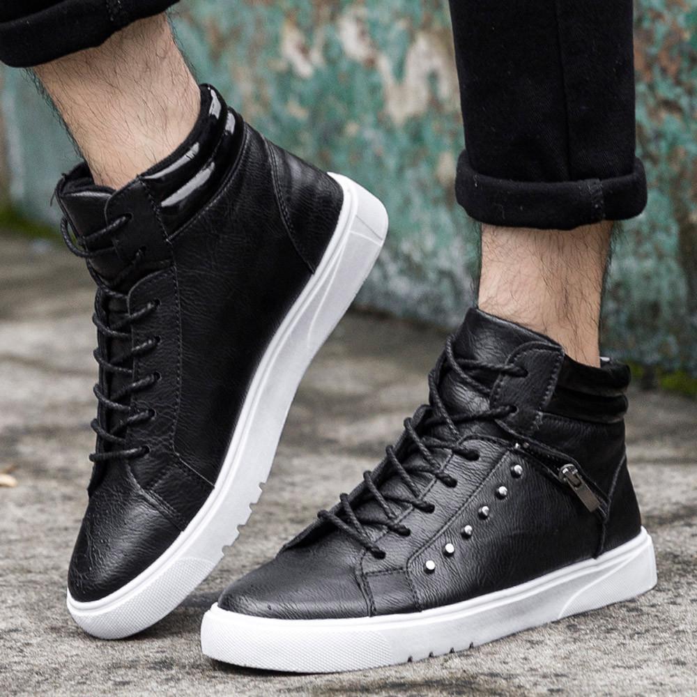Men Fashion High top Men Casual Shoes Breathable Canvas Man Lace-up Shoes